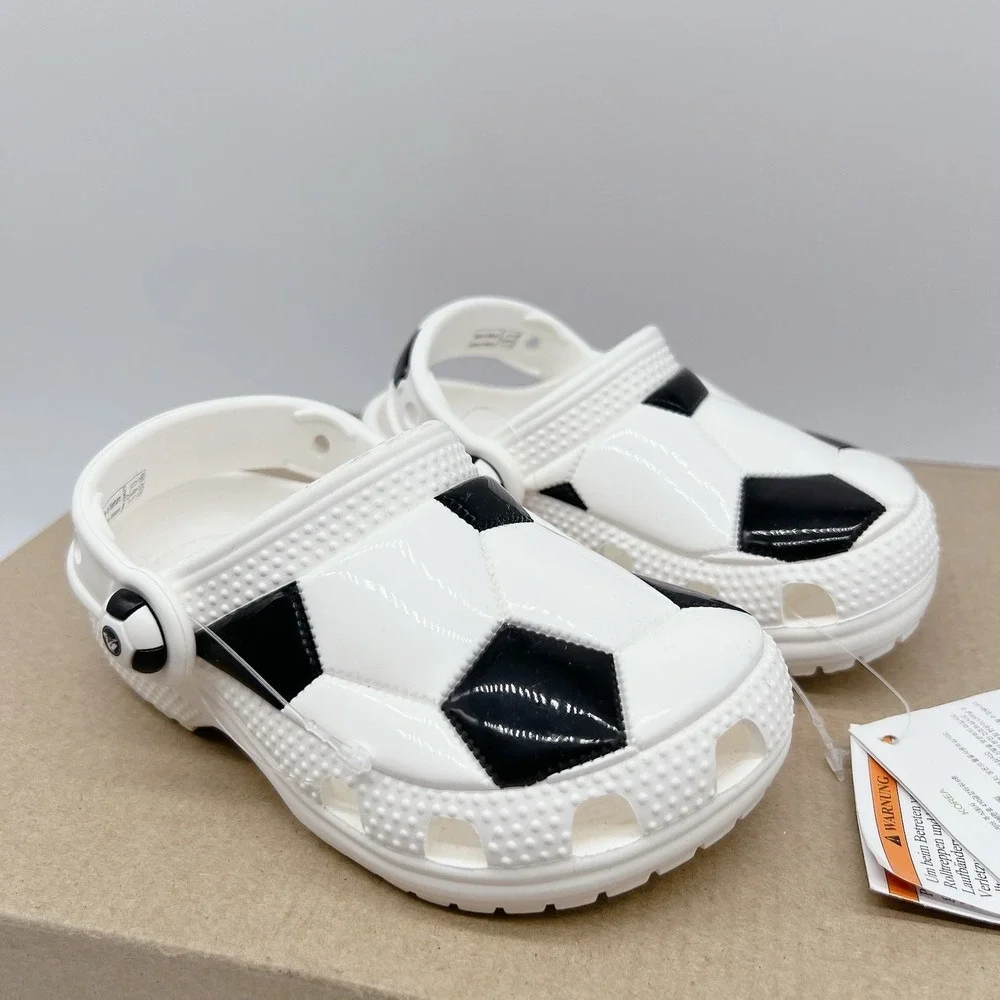 Crocs Classic Sports Kid's Soccer Clogs White Black Size C 7